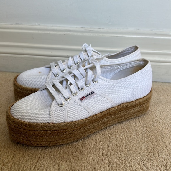 Superga 2790 Rope Pattern Platform Sneakers/Shoes White. Size 39.5/ 9.5 - Picture 3 of 6